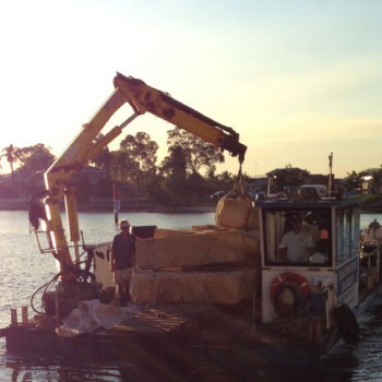 Sandstone blocks delivered - water access